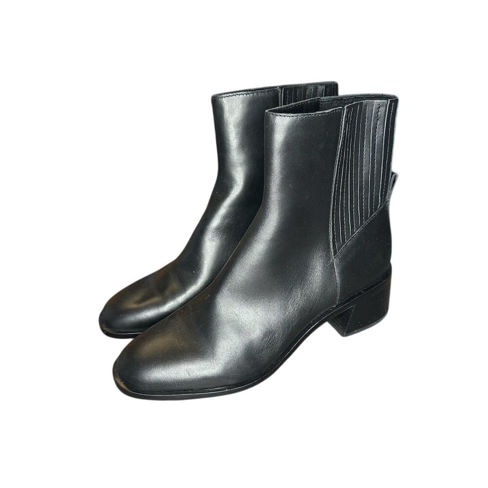 Dolce Vita Women's Black Leather Ankle Booties Size 8.5 Casual Block Heel